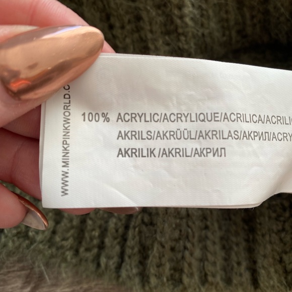 REVOLVE MINKPINK olive green crewneck knit sweater w/ balloon sleeves - Picture 6 of 8